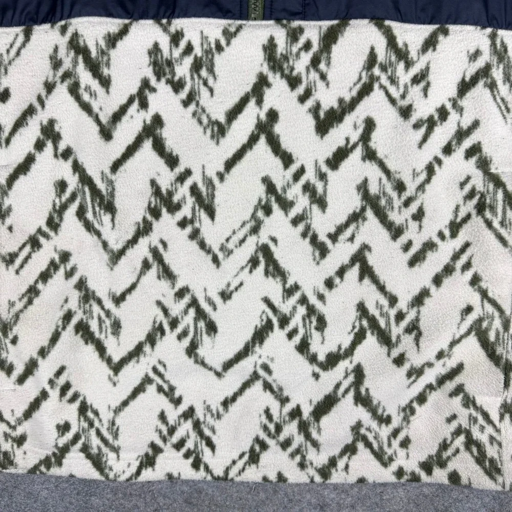 The North Face Mens Fleece Jacket Navy White Green Zigzag Print Size XL‎